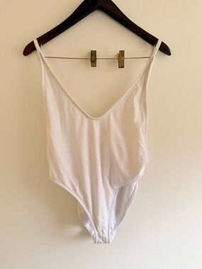 Dippin' Daisy's White Ribbed V-Neck One-Piece Swimsuit